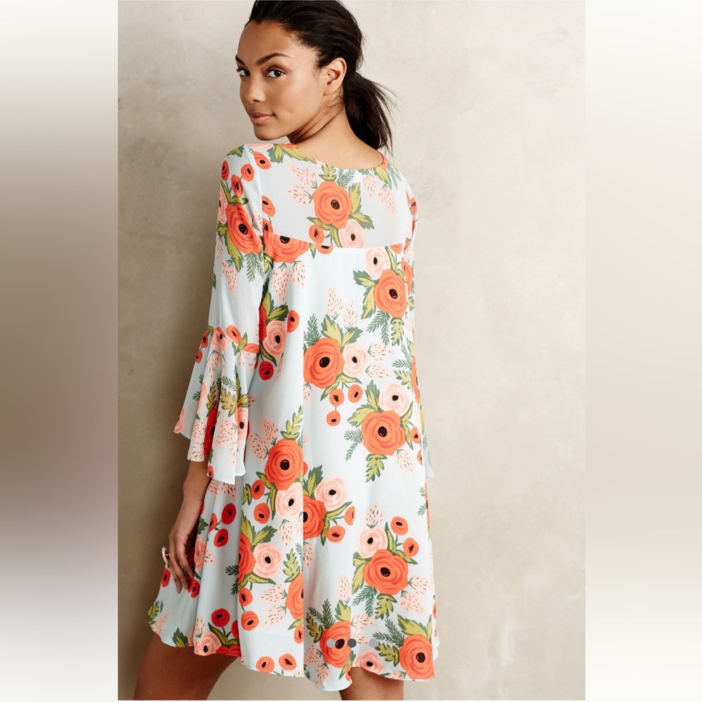 Anthropologie Fluttered Blooms paper crown rifle paper dress - Picture 3 of 6